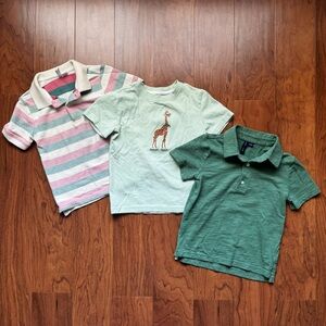 Janie and Jack Boys Size 4 Polo & Tee Bundle – Safari Giraffe + 2 Polo Shirts